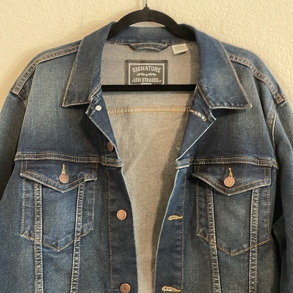Levi’s Strauss Gold Men’s Jacket Medium Causal Cotton Blue Distressed Preppy - Picture 6 of 17